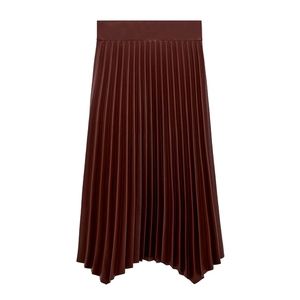 Zara pleated faux leather skirt (burgundy)